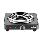 Salton Single Coil Portable Electric Cooktop | 1000 Watts | Lightweight & Compact | Variable Temperature Control | Perfect for Dorms, Offices, Camping | Black | 100% Canadian-owned & operated