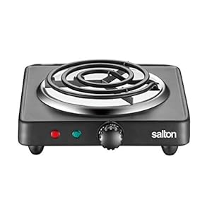 Salton Single Coil Portable Electric Cooktop | 1000 Watts | Lightweight & Compact | Variable Temperature Control | Perfect for Dorms, Offices, Camping | Black | 100% Canadian-owned & operated