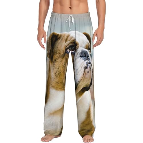 Pantalon pyjama homme bouledogue anglais, cadeau idéal en polaire