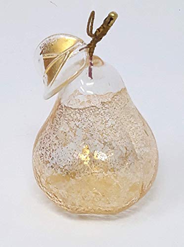 Murano Glass Myitaliandecor Blown Pear, Gold, Glass Fruit Sculpture, Made In Italy #TOP3