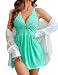Avidlove Women V-neck Lace Babydoll Mesh Chemise Sleepwear Sexy Open Back Lingerie Green Large
