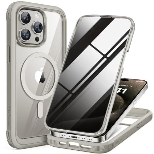 Image of Miracase for iPhone 15 Pro Case 6.1'',with Private Screen Protector,Grey