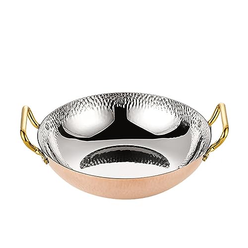 EOTRERANQ Utensilios de cocina de acero inoxidable Paellera con asas dobles remachadas - Olla española for mariscos de 26/28/30 cm Sartenes antiadherentes for estufa de gas, inducción o eléctrica(Rose