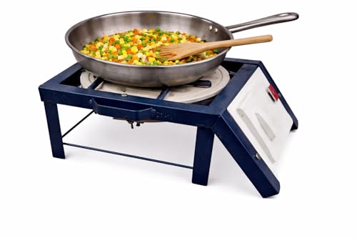 Image of Electric Hot Plate 1500W Cooking Heater | Heavy Duty Rustproof Powder Coated Body | Portable Single Burner Coil Stove | Fast Heating Electric Cooking Plate for Kitchen (Navy Blue)