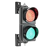 PrimeMatik - Semaforo per Interni ed Esterni IP65 Nero 2 x 100mm 220V con luci LED Verde e Rosso