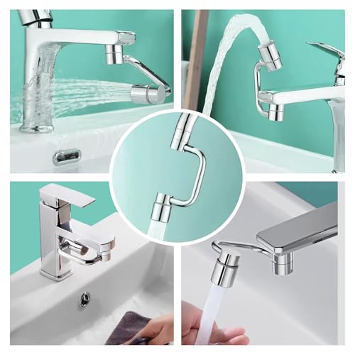 KENPOJO Embout Robinet Cuisine Rotatif à 1080°, Adaptateur Mousseur Robinet Cuisine Durable Anti-éclaboussures avec 2 Modes Mousseur, Rallonge Robinet Cuisine pour Évier de Bain Lavabo & Cuisine – vue 7