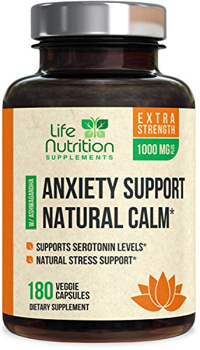 Stress Support Supplement 1000mg - Natural Herbal Formula with Ashwagandha, 5-HTP, GABA, L-Theanine