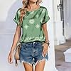 Tshirts Women Going Out Tops for Women Crew Neck Fashion Elegant Blouses Womens Clothes Short Sleeve Cotton Loose Top Ladies's Clothing Casual Basic Clothing Gifts for Ladies Army Green XL #2