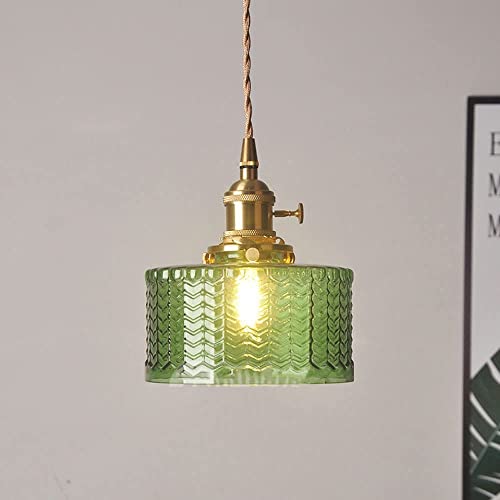 Luminaire suspendu rétro en verre HJLJKG pour chambre et chevet