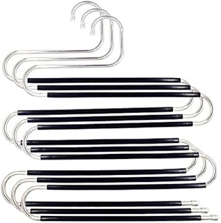 Trouser Hanger, 3 Pack Trouser Hangers Space Saving S-Type Clothes Pants Hangers Non-Slip Closet Organizer for Scarfs Jeans Clothes Trousers Towels