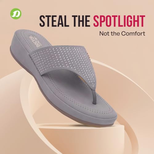 Image of DOCTOR EXTRA SOFT Women's Fashionable Stylish Orthopedic Memory Foam Thong Slippers /Flip Flops|Comfortable & Lightweight|Breathable & Anti-Slip| Casual Slip-on Sandals for Ladies /GirlsD-626