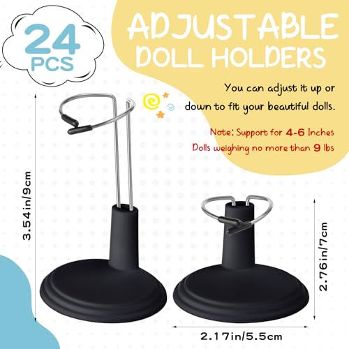 Image of Yaocom 24 Pcs Doll Stand Adjustable Action Figure Display Holder Support for 4-6 Inches Dolls, Creative Storage Stand for Home Shop Birthday Party Favor for Male Female(Black)