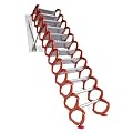 Attic Ladder Pull Down System, 12 Steps Wall-Mounted Folding Stairs for Attic, Retractable Attic Ladder with Armrests(Orange-White)