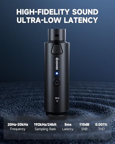 Donner Receptor transmissor de microfone XLR sem fio, adaptador de microfone sem fio plug-in de 2,4