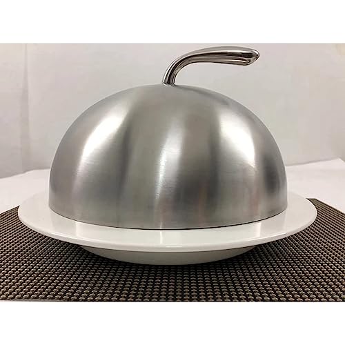Cubierta de Comida Cocina Tapa Redonda de Acero Inoxidable para Filetes 2Uds 5