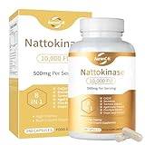 Nattokinase 10,000 FU Per Serving (Natural Natto Extract), 240 Vegetarian Capsules | with CoQ10, Turmeric, Aged Garlic & Pine Bark Extract, Lab Tested, cGMP