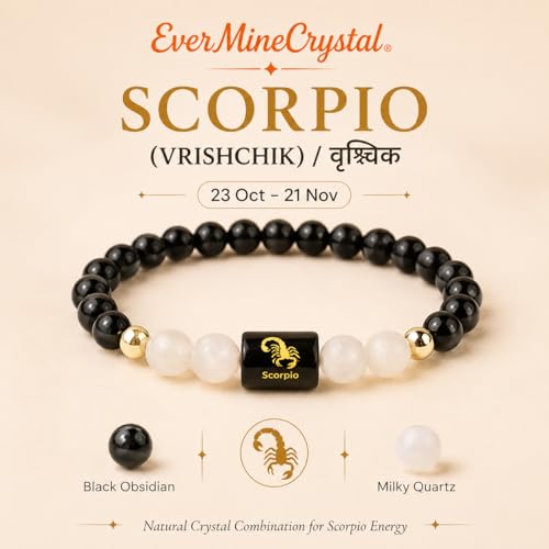 Image of Zodiac Crystal Bracelet for Men & Women | Aries (Mesh), Taurus (Vrishabh), Gemini (Mithun), Cancer (Karka), Leo (Simha), Virgo (Kanya), Libra (Tula), Scorpio (Vrishchik), Sagittarius (Dhanu), Capricorn (Makar), Aquarius (Kumbh), Pisces (Meen) | Natural Healing Crystal Astrology Bracelet for Positivity, Protection & Balance