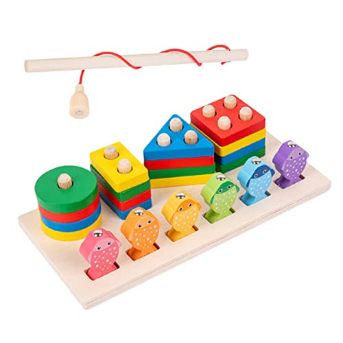 TOYANDONA 1 セット 積み木釣りおもちゃ 算数を数えるおもちゃ スタッキングゲームおもちゃ モンテッソーリブロックおもちゃ cute 漫画の釣りのおもちゃ マッチングおもちゃ 木製釣り遊具
