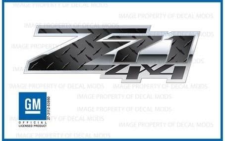 Pegatinas para Chevy Silverado Z71 4x4 con placa de diamante, color negro especial – FSDPBLK (2007-2013) lado de la cama 1500 2500 HD (juego de 2)