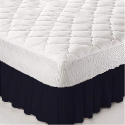ININOSNP Knitterfreier Saum Bettröcke & Bettlaken, Tagesdecken, Bettwäsche, Schutzhüllen, Heimtextilien, gewellte Lattenroste(Black,137x190x35cm)