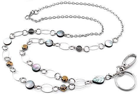 LUXIANDA Creative Design ID Necklaces ID Balled Beads Lanyards for Keys ID Badge Holder Stainless Steel Chain