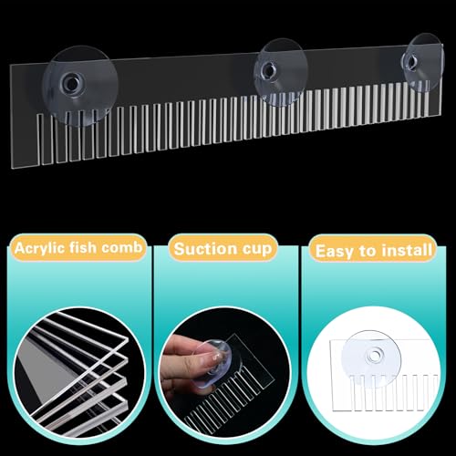 JoyHuaTrade Aquarium Overflow Comb with Suction Cup, Clear Acrylic Fish Weir Comb for Blocking and Waterflow, Aquarium Accessory for Preventing Fish and Shrimp Overflow, 11.8 x 1.97 Inch - Thumbnail 3