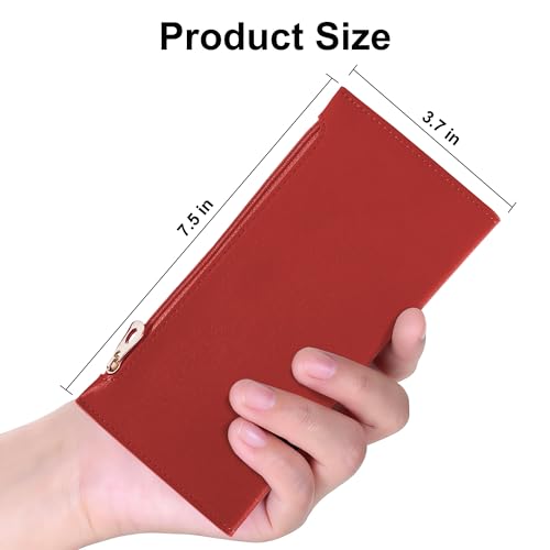 Image of Tipmile Slim Wallet for Women, RFID Blocking Credit Card Holder | Thin Compact Bifold Wallet with Zipper, Ladies Gift