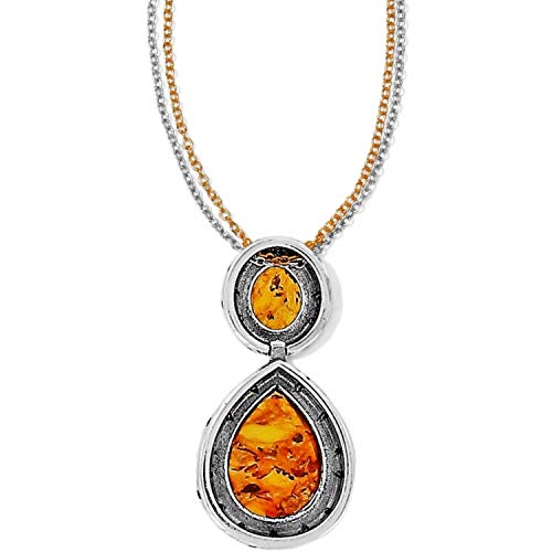 Brighton Bernstein Necklace (Fossilized Amber,Silver Plated, Gold Plated) #TOP1