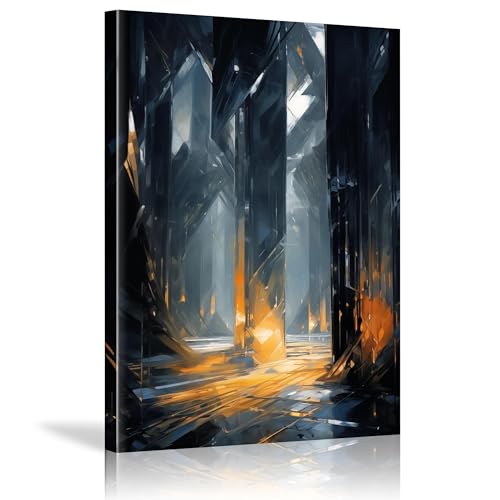 Cuadros de pared de lujo para dormitorio con arte industrial azul y oro (30x50cm) 3
