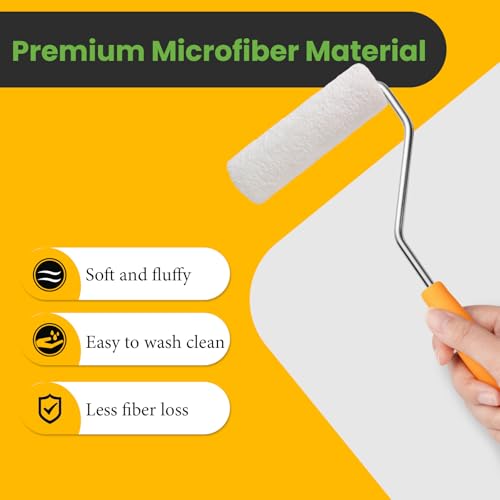 Mister Rui Paint Roller Covers, 40 Pieces, 4 Inch Paint Roller 6mm Nap, Microfiber Paint Rollers for Painting Walls, Cabinets, Trim, Use with All Paints and Stains