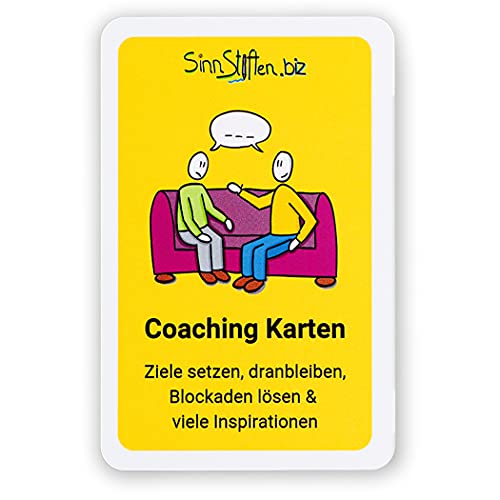Coaching Karten Set - Ziele setzen, dranbleiben, Blockaden lösen, Inspirationen | 32 selbst gezeichnete Karten | Achtsamkeit und Motivationskarten