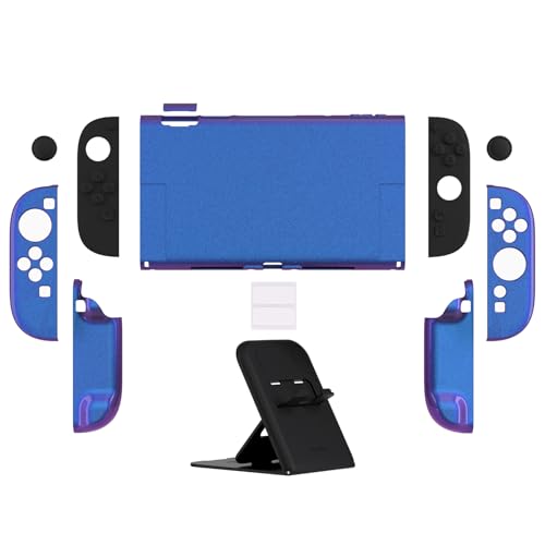 Image of PlayVital Glossy Protective Case for Nintendo Switch 2 with Extra Stand & Thumb Grip Caps | Solid Color Series, Chameleon Purple Blue
