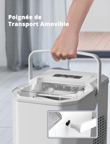 Eiswürfelmaschine, 12kg/24h Eiswürfelbereiter Professioneller Eisbereiter 1,5L Ice Maker 6-13Min Produktionszeit Ice Cube Maker, Eiswürfel Maschine (MEHRWEG)