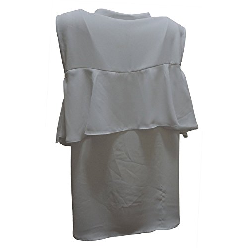 Ny Collection Women's Blouse With Cold Shoulder Ruffle Overlay White Xlarge #TOP1