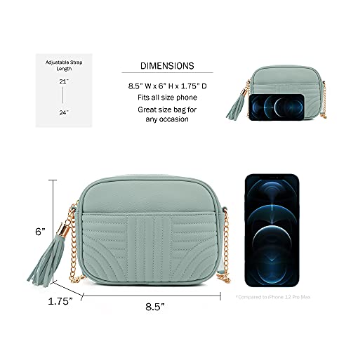 Image of EVVE Quilted Crossbody Bags for Women - Stylish Camera Bag with Tassel - Lightweight Medium Size Shoulder Purse
