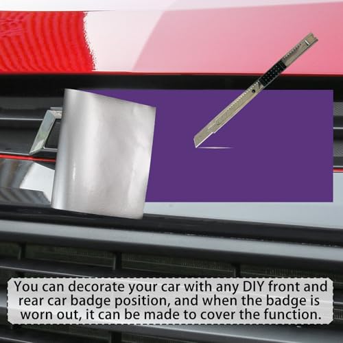 Image of QianBao Compatible with 11.8 inch x 4 inch Chevy Bowtie Emblem Wrap Kit with Spatula and Cutter 3 Pcs Universal Logo Overlay Purple