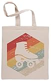Icono De Patinaje Sobre Ruedas Retro De Los Años 70 Bolsa De Compras Shopping Bag Beige