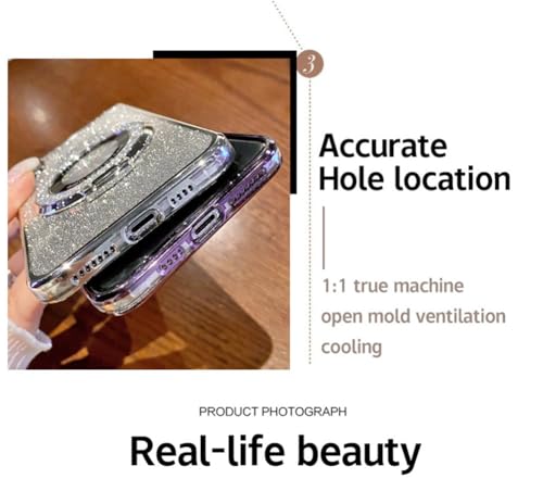 GYHOYA Sparkle Cute Case with Stand for Redmi Note 13 Pro 5G - Slim Clear Glitter Bling TPU Case - Blue