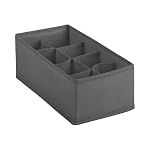 Foldable Fabric Drawer Organizer Boxes, 6, 7, 8, and 24 Grid Compartments for Underwear, Socks, and Clothing, Gray，8
