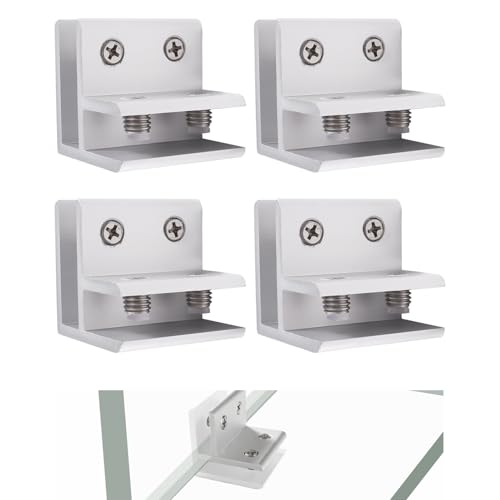 Lyeteung 4 Pièces 11.5mm Pince à Verre, Clips a Verre en Alliage D'aluminium, Supports de Serrage Réglables pour Verre, Clip de Fixation du Verre, pour...