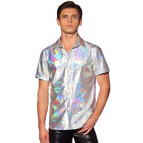 Chemise boutonnée à manches longues pour homme coupe ajustée et col à revers