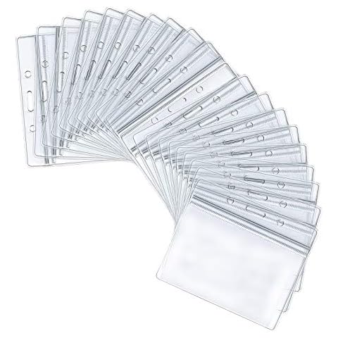 20PCS Plastic Card Holder, Transparent Clear Horizontal Waterproof Name Tag Badge ID Card Holders ID Badge Card Plastic Wallets Pocket Holder Double Sided Badge Holders Lanyard Card Holder Cover