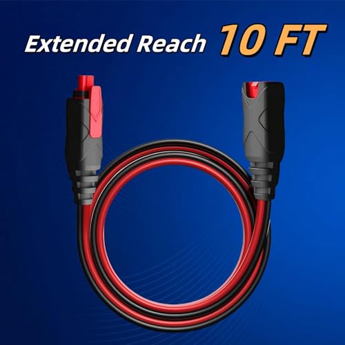 KOIUETUA (2-Pack) 10-Feet GC004 X-Connect Extension Cable for NOCO Genius Smart Battery Chargers – Waterproof, Quick-Release Accessory Cable