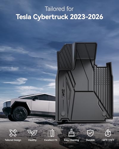 Image of 3W Floor Mats for Tesla Cybertruck 2023 2024 2025 2026,TPE All Weather Liner