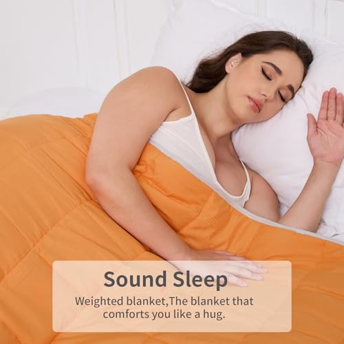 PRETTY NIGHT Cobertor pesado de 9 kg, tamanho Queen, laranja e cinza, 152 x 203 cm, cobertores pesad