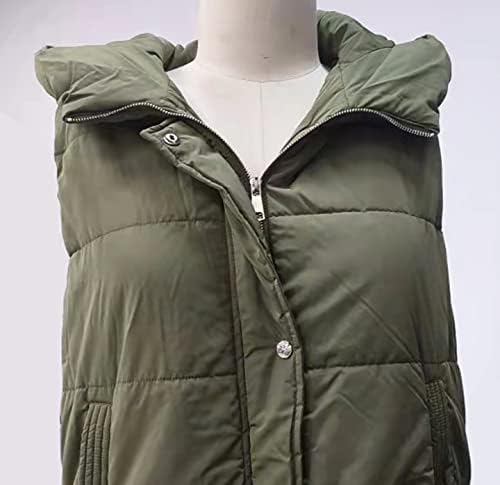 Women's Hooded Long Down Vest Full-Zip Sleeveless Puffer Vest Fashionable Coats Jacket - Image 5
