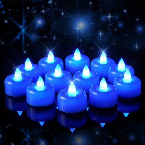 Image of Amagic 24 Pack Blue Flameless LED Tea Lights Candles Battery Operated, Electric Fake Tealight Candles for Wedding, Table Centerpiece, Home Decor, Gift, Party, Halloween, Christmas, Proposal