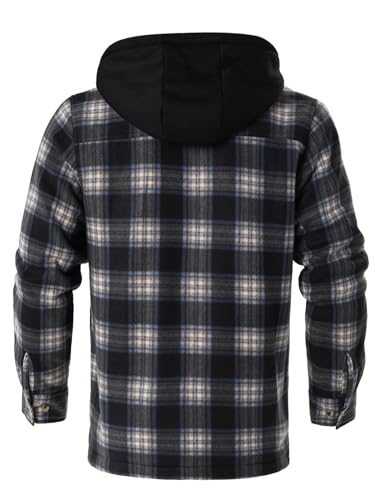 Image of Gary Com Heavy Thick Flannel Plaid Jacket Sherpa Fleece Lined Hoodies for Men Zip Up Winter Warm Coat Zipper Sweatshirt