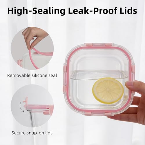Image of Konokyo Square Glass Food Storage Containers with Lids, Meal Prep, 12 Pack