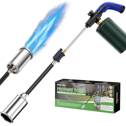 Propane Torch Weed Burner Ergonomic Handle Weed Torch Flamethrower 30 Long Arm Heavy Duty Blow Torch For Weeding Fire Starting Wood DIY(PROPANE TANK NOT INCLUDED)